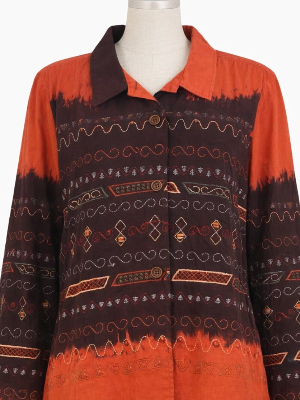 Vintage Stonebridge Boho Tribal Graphic Print Cotton Jacket Size 2X